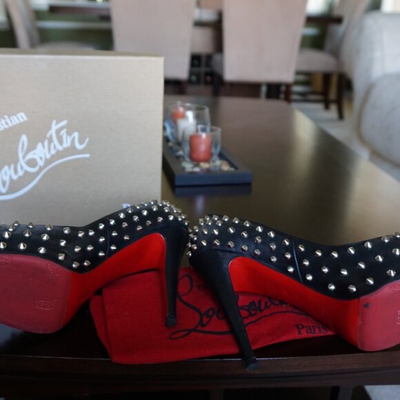 AUTHENTIC Christian Louboutin Very Prive Spikes 120 Black - Picture 5 of 6